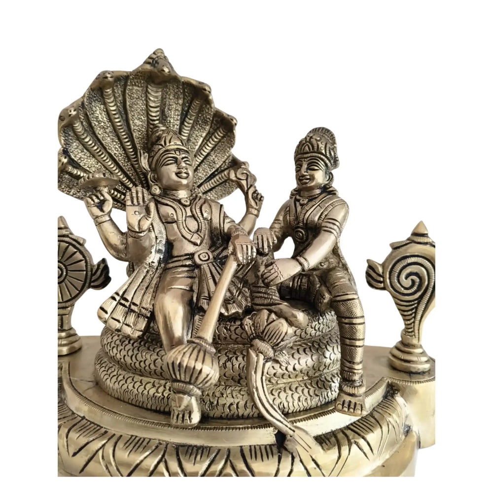 Brass Lord Vishnu and Lakshmi on Sheshnag Idol Brass Ware