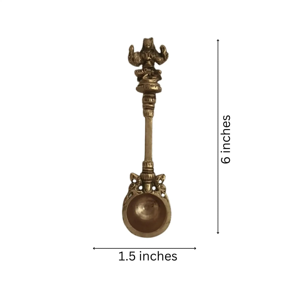 Brass Aarti Spoon Diya Lamp with Long Handle | Traditional Pooja Accessory Brass Ware