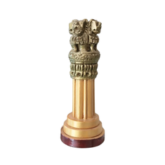 Handmade Wooden Ashoka Pillar – National Emblem Decorative Piece
