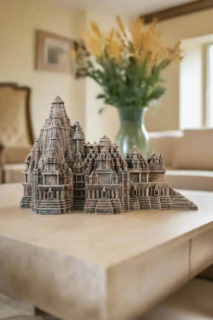 Model of a temple structure on a white background with 'Krafteria' branding.