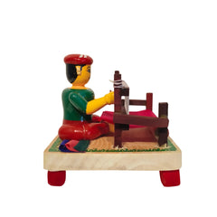Etikoppaka Wooden Toy - Weaver at a Loom Etikoppaka Lacquerware