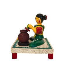 Wooden Matka Vendor of the Bazaar Etikoppaka Lacquerware