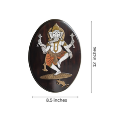 Nritya Ganesha (Dancing Ganesha) – Oval Rosewood Inlay Frame