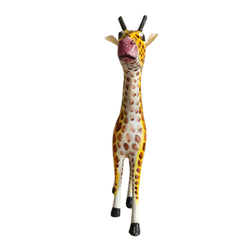 Hand-painted wooden giraffe decor inspired by Nirmal craftsmanship