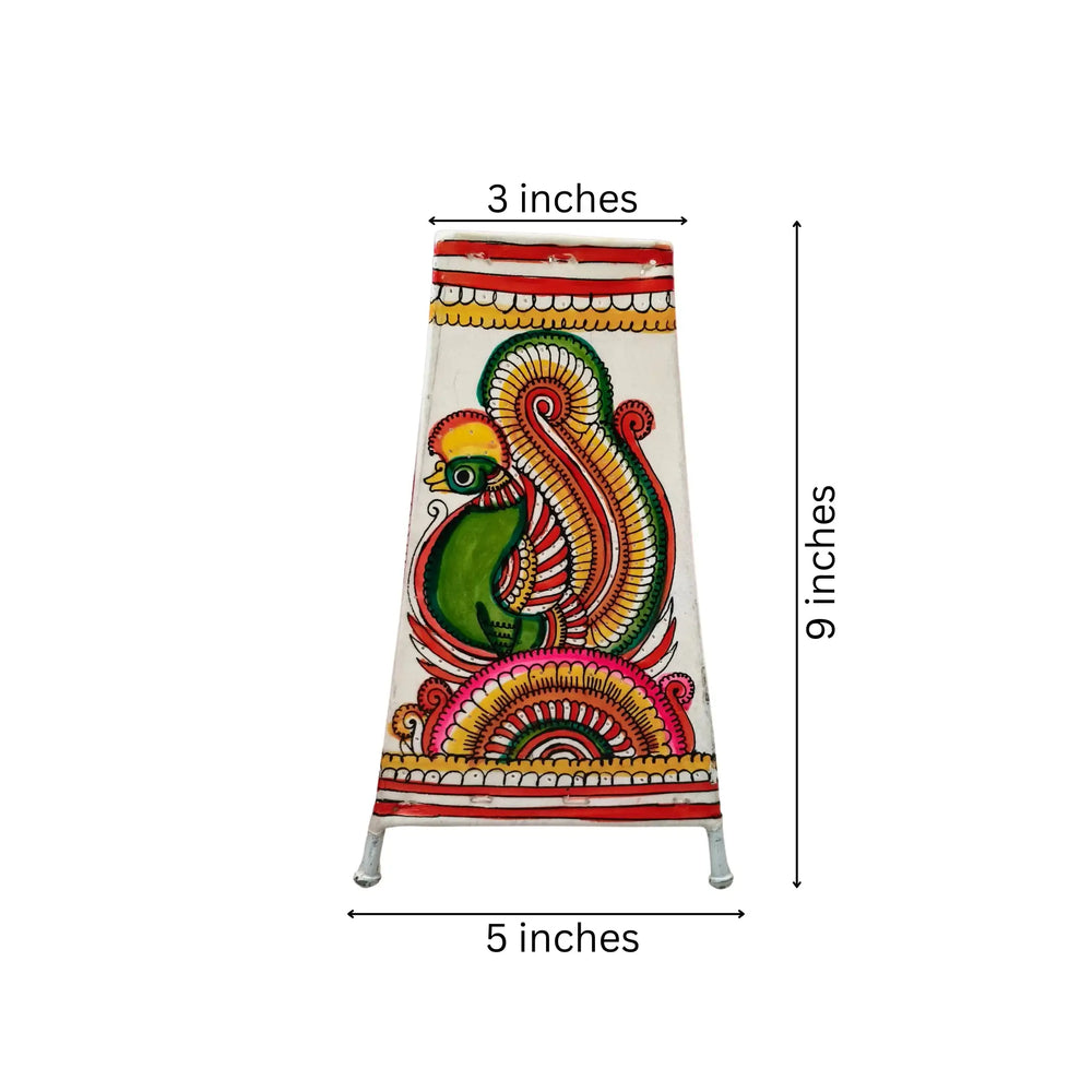 Ornate Peacock Leather Puppetry Painting | Bed Lamp Leather Paintings