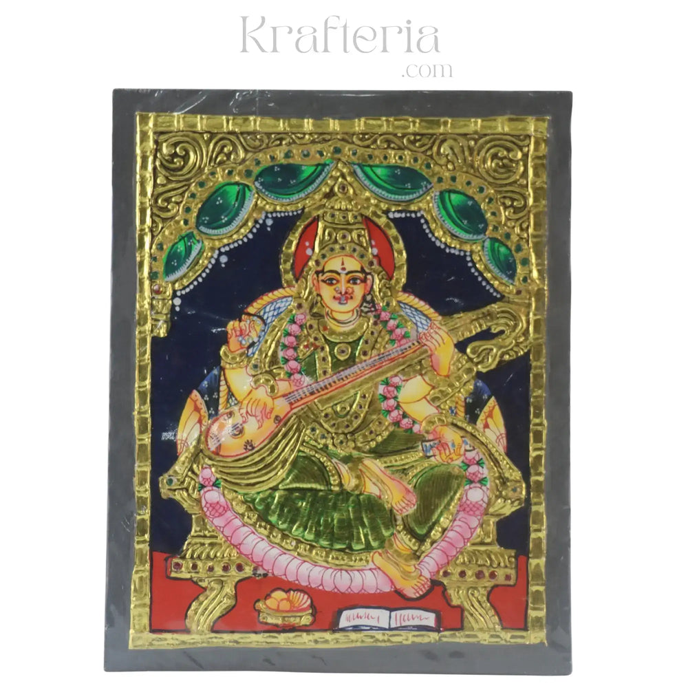 Saraswathi Devi – Goddess of Wisdom in Thanjavur Art Paintings