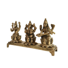 Brass Lakshmi Ganesha Saraswati Idol Set Brass Ware