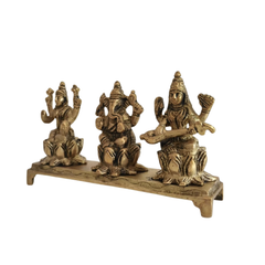 Brass Lakshmi Ganesha Saraswati Idol Set