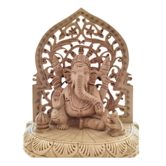 Wooden Lord Ganesh Jali Idol | Artisan Spiritual Sculpture