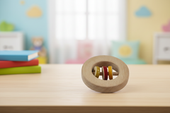 Colourful kids rattle made using non-toxic paints