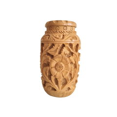 Hand-Carved Wooden Pen Stand – Elegant Desk Organizer