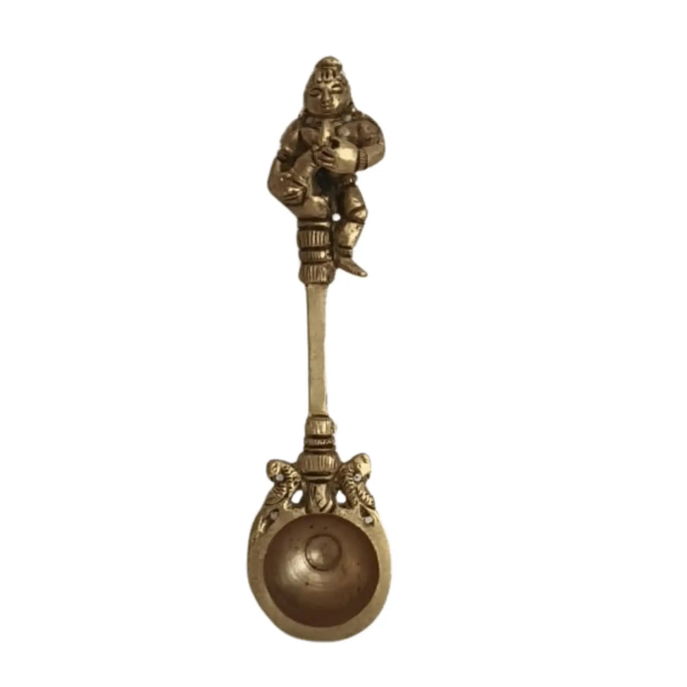 Brass Aarti Spoon Diya Lamp with Long Handle | Traditional Pooja Accessory Brass Ware