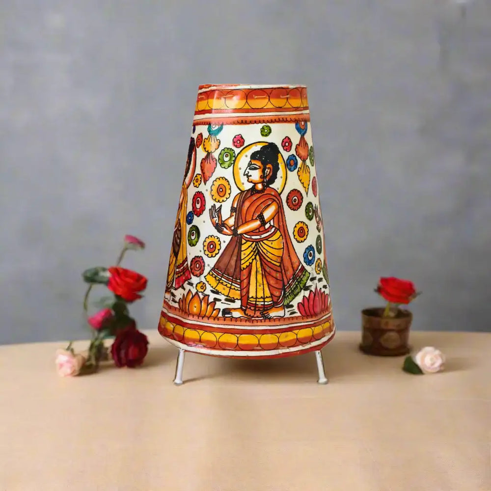 Decorative Leather Puppetry Lamp with Buddha Motif | Bed Lamp Leather Paintings