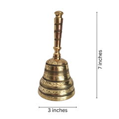 Traditional Handcrafted Brass Puja Bell (Ghanta) with Engraved Detailing