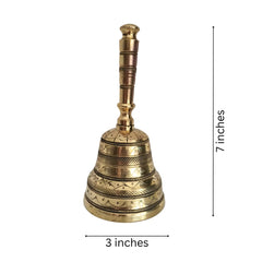 Traditional Handcrafted Brass Puja Bell (Ghanta) with Engraved Detailing Brass Ware