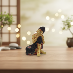 Resin Buddha Idol with Stones | Decorative Spiritual Sculpture