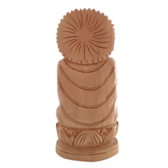 Hand-Carved Wooden Buddha Sitting In Lotus Decorative Background Panel