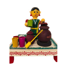 Wooden Matka Vendor of the Bazaar Etikoppaka Lacquerware