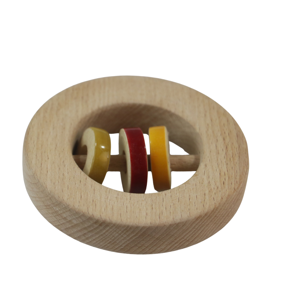 Child-safe rattle toy with smooth non-toxic coating