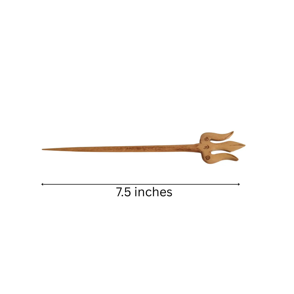 Hand-Carved Wooden Trishula Hair Stick / Hair Pin Accessories