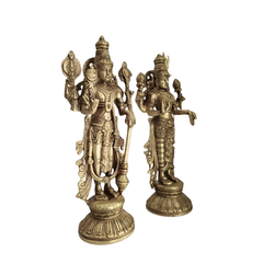 Divine Brass Vishnu Lakshmi Idols Set – Traditional South Indian Handcrafted Art