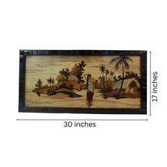 Traditional Indian Village Scene Wood Inlay Mysore Inlay Art