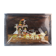 Gita Upadesh Inlay Art – Krishna and Arjuna Scene in Rosewood Frame Arun