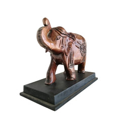 Hand-Carved Wooden Elephant with Base – Elegant Decorative Figurine Wooden Decorative