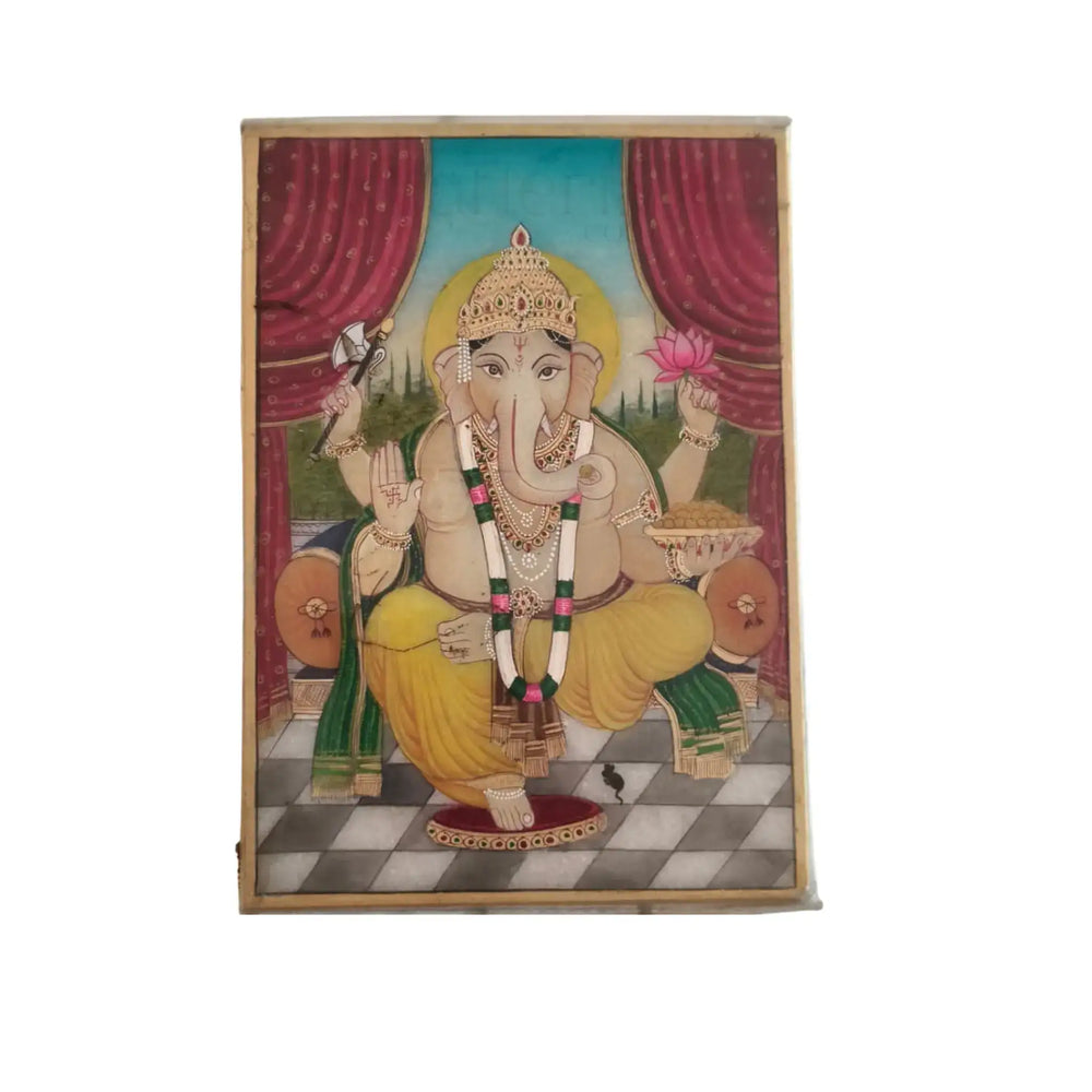 Divine Presence - Lord Ganesha on Marble Paintings