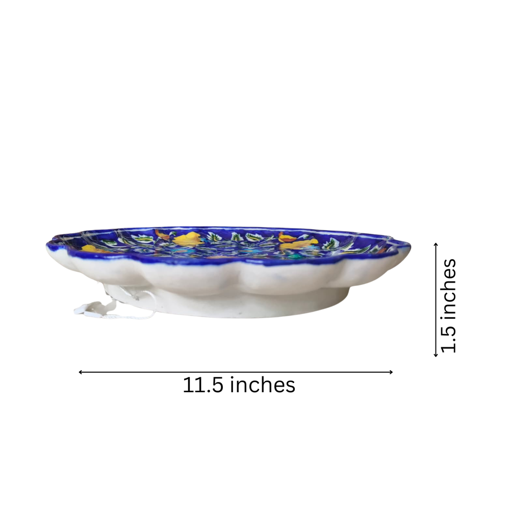 Hand-Painted Blue Pottery Wall Plate Pottery