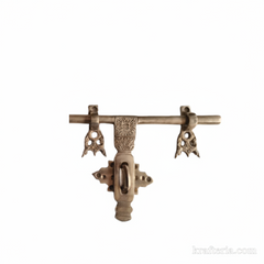 Antique Brass Trishul Door Latch | Traditional Decorative Door Bolt Brass Artwork