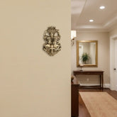 Powerful Golden Brass Kirtimukha Wall Hanging with Naga Serpent Canopy Brass Ware