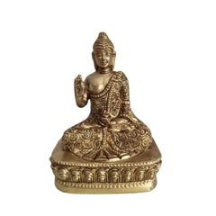 Brass Meditating Buddha Idol in Abhaya Mudra – Symbol of Peace Brass Ware