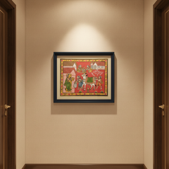Traditional Cheriyal Painting – Village Procession Folk Art Cheriyala Painting