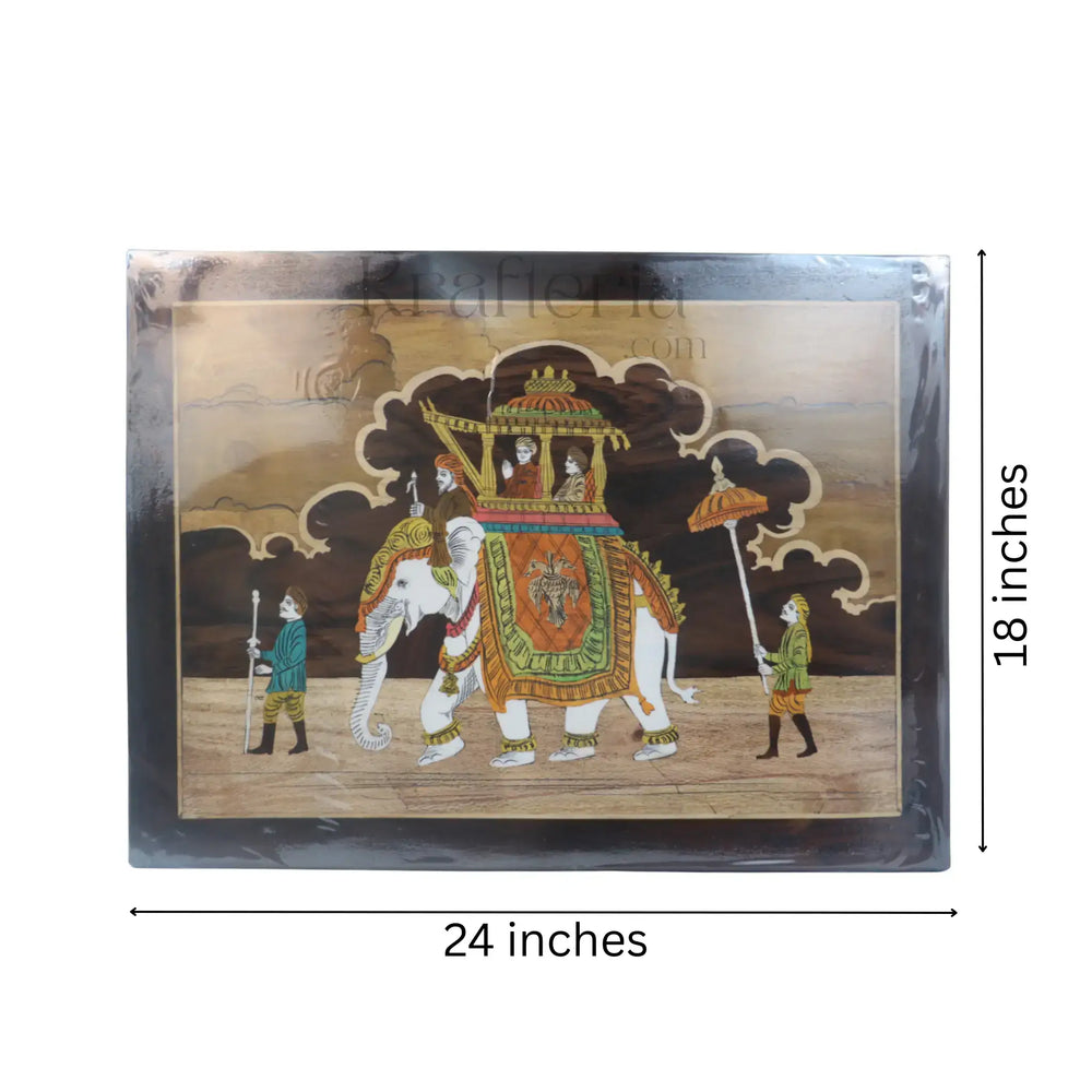 Handmade Rosewood Inlay Ambari Frame – Traditional Artistic Décor Inlay Art