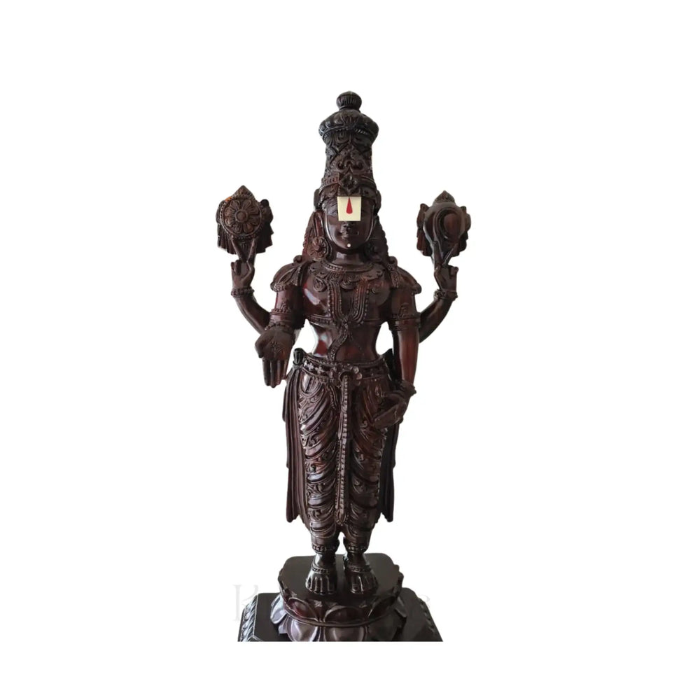 Devotional Rosewood Balaji Sculpture – Symbol of Protection & Prosperity Wooden Sculpture