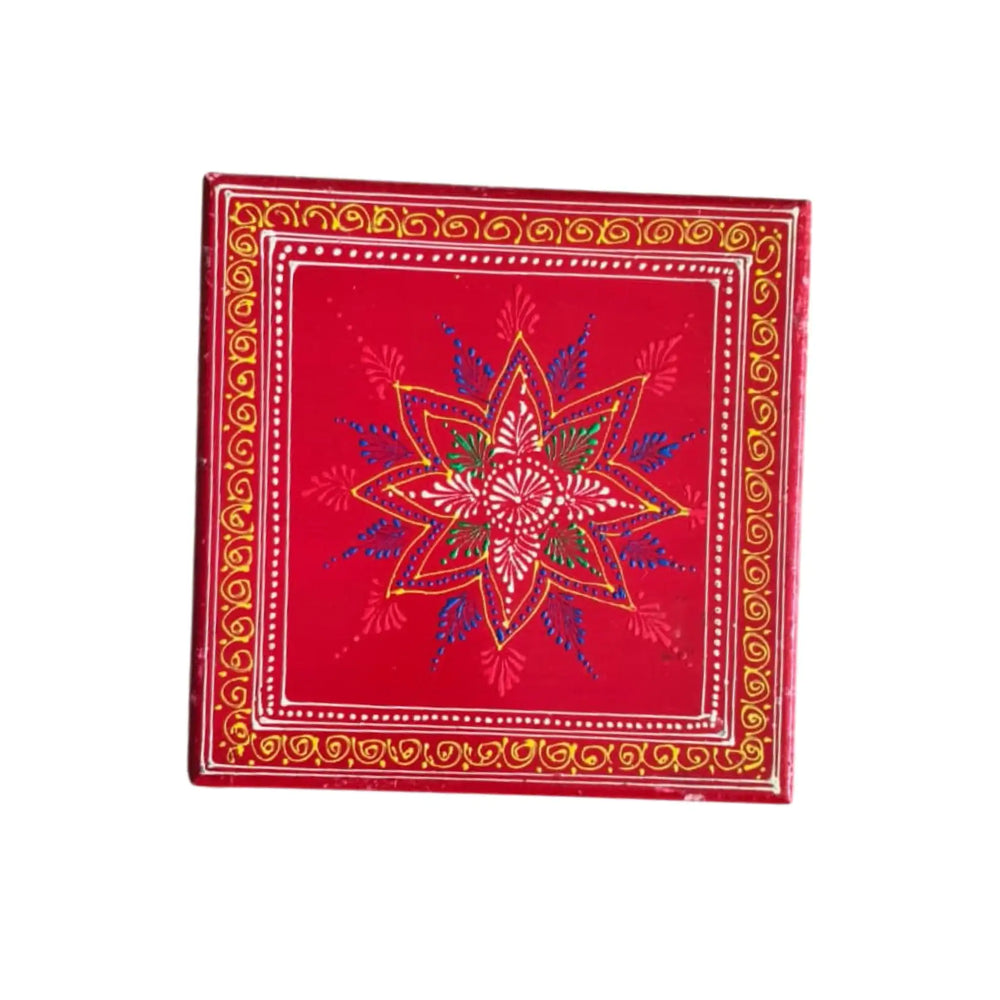 Hand-Painted Wooden Stool For Pooja (Chowki) with Traditional Design Wood Decorative