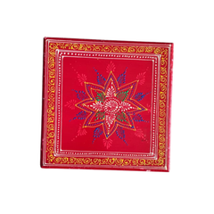 Hand-Painted Wooden Pooja Stool (Chowki) with Traditional Design