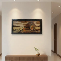 Riverside Family Cooking Wood Inlay Mysore Inlay Art