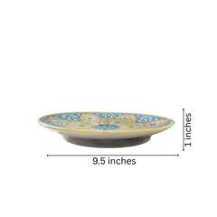 Vibrant Yellow and Teal Floral Wall Plate Pottery