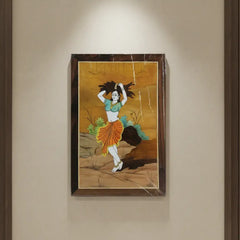 Lady with Firewood Scene – Exquisite Rosewood Inlay Wall Décor Arun