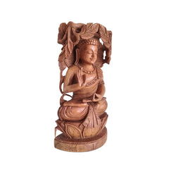 Reversible Hand-Carved Wooden Buddha And Bodhi Tree Sculpture Wood Decorative