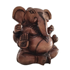 Decorative Wooden Ganesh in Seated Position | Handmade Religious Figurine maruthi handicrafts