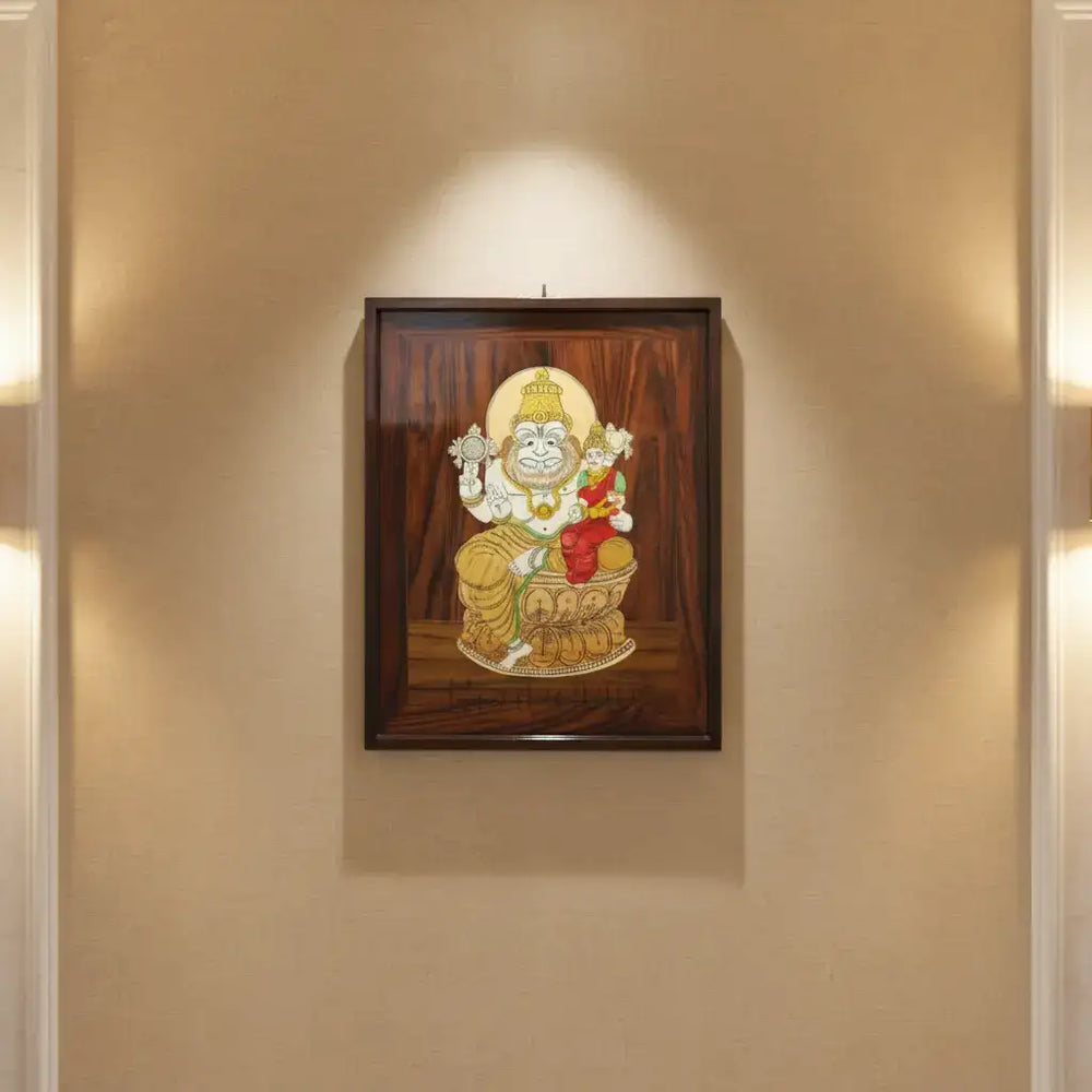 Lakshmi Narasimha Swamy in Rosewood Inlay – Divine Mysore Craft Wall Décor Inlay Art