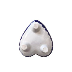 Hand-Painted Blue Pottery Heart-Shaped Soap Dish | Floral Design Pottery