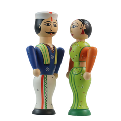 Classic Indian folk art dolls pair