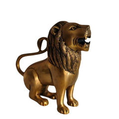 Regal Brass Lion Statue - Majestic Animal Figurine for Home Decor Brass Ware