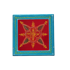 Hand-Painted Wooden Pooja Stool (Chowki) with Traditional Design