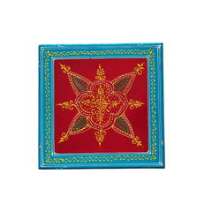 Hand-Painted Wooden Stool For Pooja (Chowki) with Traditional Design Wood Decorative