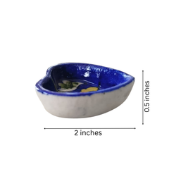 Heart-Shaped Blue Pottery Diya | Floral Oil Lamp